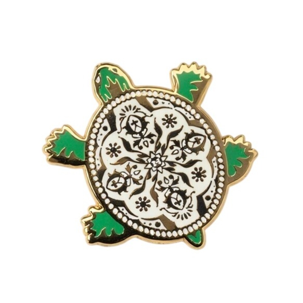 Hat‎ Club Exclusive Turtle Enamel Lapel Pin Green White Gold White Dome